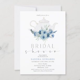Boho Blue Floral Tee Party Brautparty Einladung