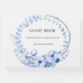 Boho Blue Floral Wedding Guest Book Gästebuch