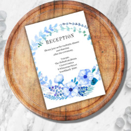 Boho Blue Floral Wedding Reception Enclosure Card Begleitkarte