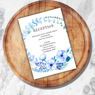 Boho Blue Floral Wedding Reception Enclosure Card Begleitkarte