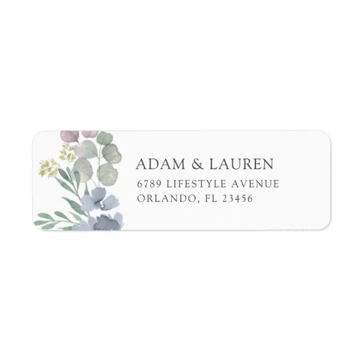 Boho Blue Floral Wedding Return Address (Vorne)