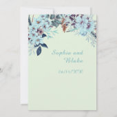 Boho Blue Floral Winter Light Green Wedding Einladung (Rückseite)