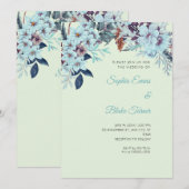 Boho Blue Floral Winter Light Green Wedding Einladung (Vorne/Hinten)