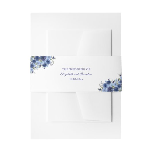 Boho Blue Flowers – Rustic Wedding Einladungsbanderole (Vorderseite Beispiel)