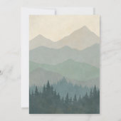 Boho Blue Forest Mountains Retro Wedding  Einladung (Rückseite)