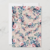 Boho Blue Garden Floral Baby Dusche Champagne Einladung (Rückseite)