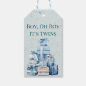 Boho Blue gibt Twin Boys Baby Dusche Geschenkanhänger (Vorderseite)