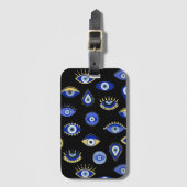 Boho Blue Gold Evil Eyes Air Freshener Gepäckanhänger (Vorderseite Vertikal)