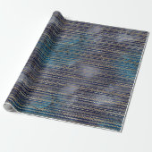 Boho Blue Gold Geschenkpapier (Ungerollt)