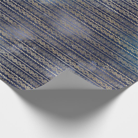 Boho Blue Gold Geschenkpapier (Ecke)