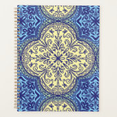 Boho Blue & Gold Tile Muster Planer (Vorderseite)