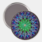 Boho Blue Green Heart Mandala Magnet (Vorderseite/Rückseite)