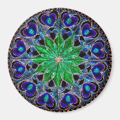 Boho Blue Green Heart Mandala Magnet (Vorne)