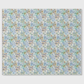 Boho Blue Green Whimsical Floral Botanical Geschenkpapier (Flach)