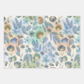 Boho Blue Green Whimsical Floral Botanical Geschenkpapier Set (Vorderseite 3)