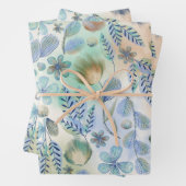 Boho Blue Green Whimsical Floral Botanical Geschenkpapier Set (Beispiel)