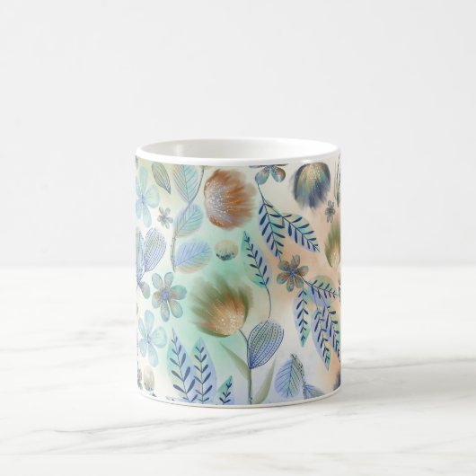 Boho Blue Green Whimsical Floral Botanical Kaffeetasse (Mittel)