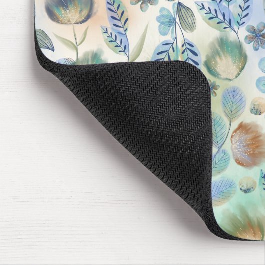 Boho Blue Green Whimsical Floral Botanical Mousepad (Ecke)