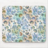 Boho Blue Green Whimsical Floral Botanical Mousepad (Vorne)