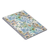 Boho Blue Green Whimsical Floral Botanical Notizblock (Rechte Seite)