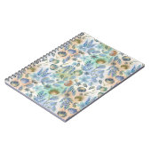 Boho Blue Green Whimsical Floral Botanical Notizblock (Linke Seite)