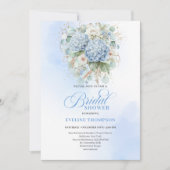 Boho Blue Hydrangea Bridal Shower Gold Invitation Einladung (Vorderseite)