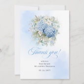 Boho Blue Hydrangeas Eucalyptus Wedding thank you Dankeskarte (Vorderseite)