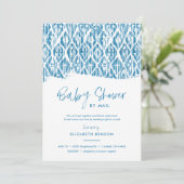 Boho Blue Ikat Baby Shower by Mail Einladung (Stehend Vorderseite)