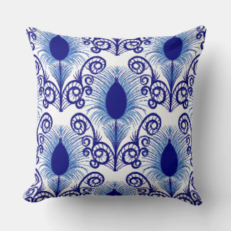 Boho Blue Jewel Tone Peacock Feather Kissen