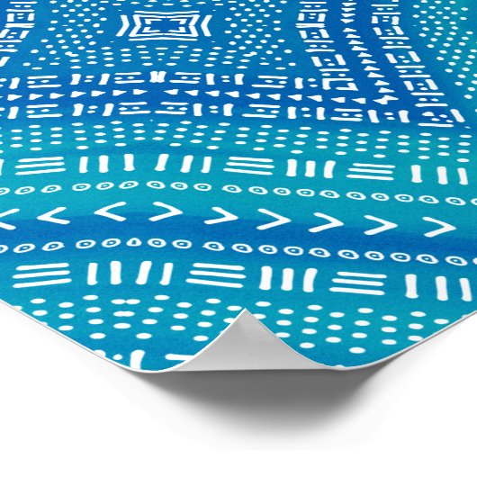 Boho Blue Kaleidoscope Mandala Art Poster (Ecke)