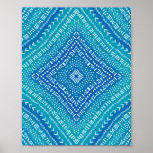 Boho Blue Kaleidoscope Mandala Art Poster (Vorne)
