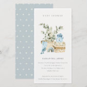 Boho Blue Kinderzimmer Foliage Boy Baby Showeinlad Dankeskarte (Vorne/Hinten)
