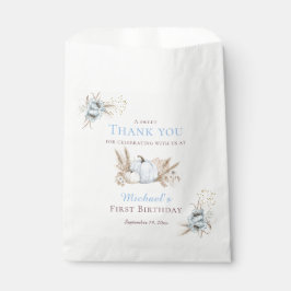 Boho Blue Kürbis 1. Geburtstag Danke Geschenktütchen