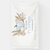 Boho Blue Kürbis 1. Geburtstagsbegrüßung Banner (Vertikal)