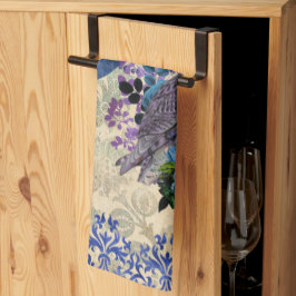 Boho Blue Lila Owl Moon Geschirrtuch