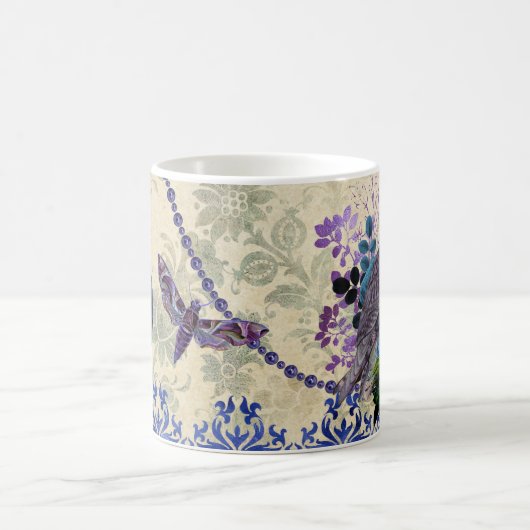 Boho Blue Lila Owl Moon Kaffeetasse (Mittel)