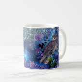 Boho Blue Lila Owl Moon Kaffeetasse (VorderseiteRechts)