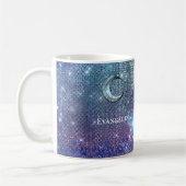 Boho Blue Lila Owl Moon Kaffeetasse (Links)