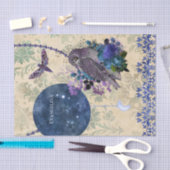 Boho Blue Lila Owl Moon Seidenpapier (Handwerk)