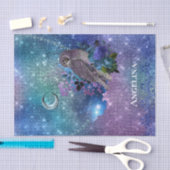 Boho Blue Lila Owl Moon Seidenpapier (Handwerk)
