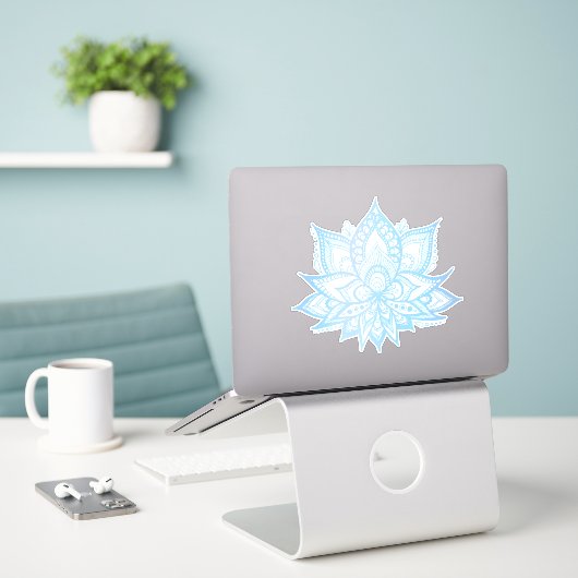 Boho Blue Lotus Blume Aufkleber (Laptop auf Schreibtisch)