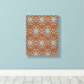 Boho Blue Mandala Hand Drawn Art Brown Leinwanddruck (Insitu (Holzboden))