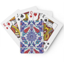 Boho Blue marokkanische Fliesenmuster Playing Card