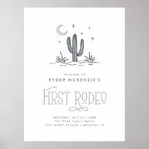 Boho Blue Modern Boys First Rodeo 1. Geburtstag