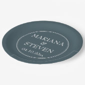 Boho Blue Modern Minimalistisch Pappteller (Schrägansicht)