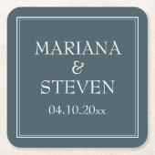 Boho Blue Modern Minimalistisch Rechteckiger Pappuntersetzer (Vorderseite)