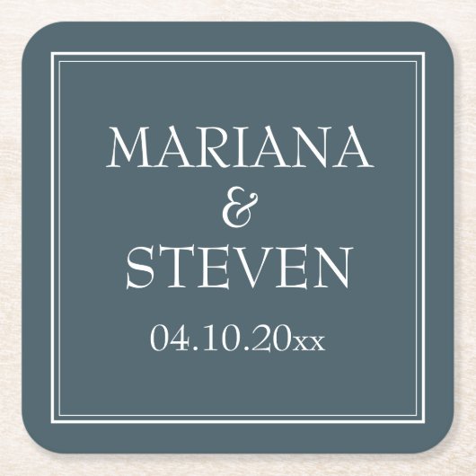 Boho Blue Modern Minimalistisch Rechteckiger Pappuntersetzer (Vorderseite)