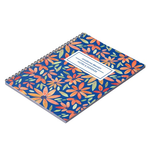 Boho Blue & Orange Muster Notizblock (Linke Seite)