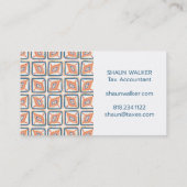 Boho Blue Orange Tiles Muster handgefertigt Visitenkarte (Rückseite)