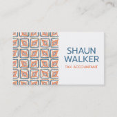 Boho Blue Orange Tiles Muster handgefertigt Visitenkarte (Vorderseite)
